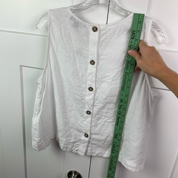 NWT J. Crew Maxine Button-Back Top 100% Linen White LARGE Minimalist Classic - Picture 6 of 7